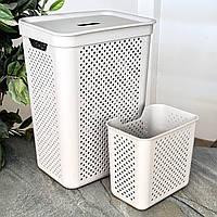 Корзина для белья 45 л с органайзером Simple какао Харьков - изображение 1