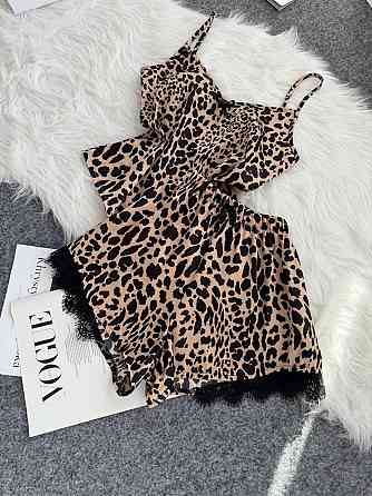 Женская базовая повседневная домашняя шелковая пижама с кружевом Бежевий, 44/46 Одесса