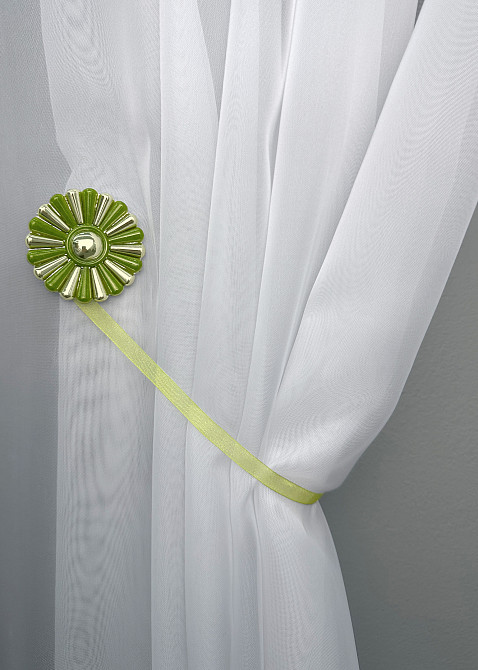 Магниты для штор и гардин Хризантема набор 2 шт Оливковый с золотистым (81-301) Киев - изображение 4