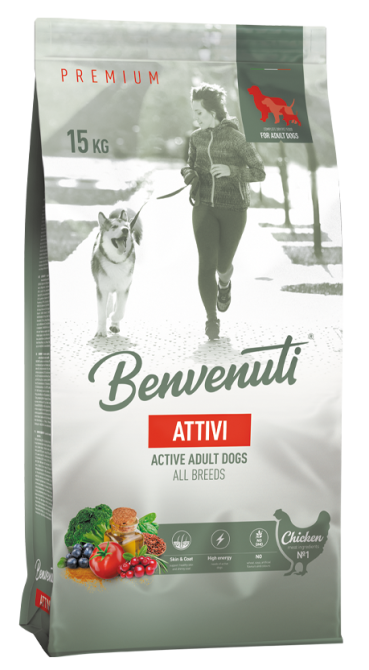 Корм для активных собак всех порций Бенвенути Benvenuti Attivi 15 кг с курицей Винница - изображение 1