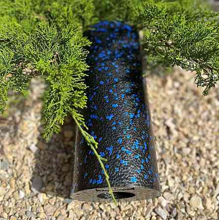 Массажный ролик, валик для массажа спины (массажер для спины, шеи, ног) PowerPlay 4347 Черно/Синий 33x14см Киев