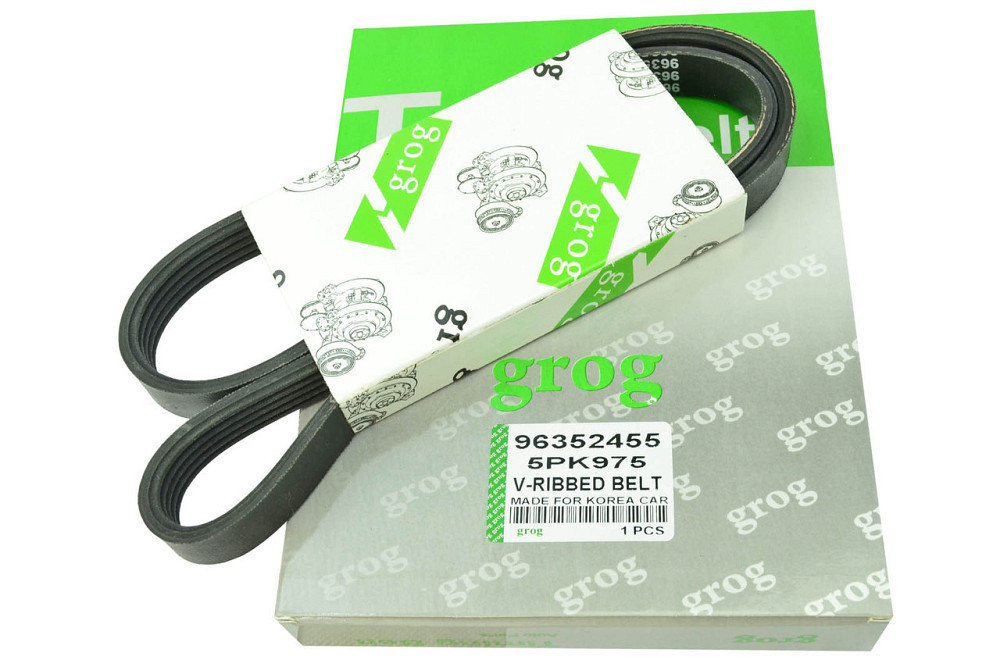 Ремінь Ланос 1,4-1,5 з гідропідсилювачем 5PK975 (у коробці) генератора Мукачево - фото 1