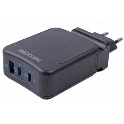 Зарядное устройство Maxxter 1USB-A + 2USB-C (PD 65W+PD 18W + QC 3.0) (WC-PD65W-01) Винница