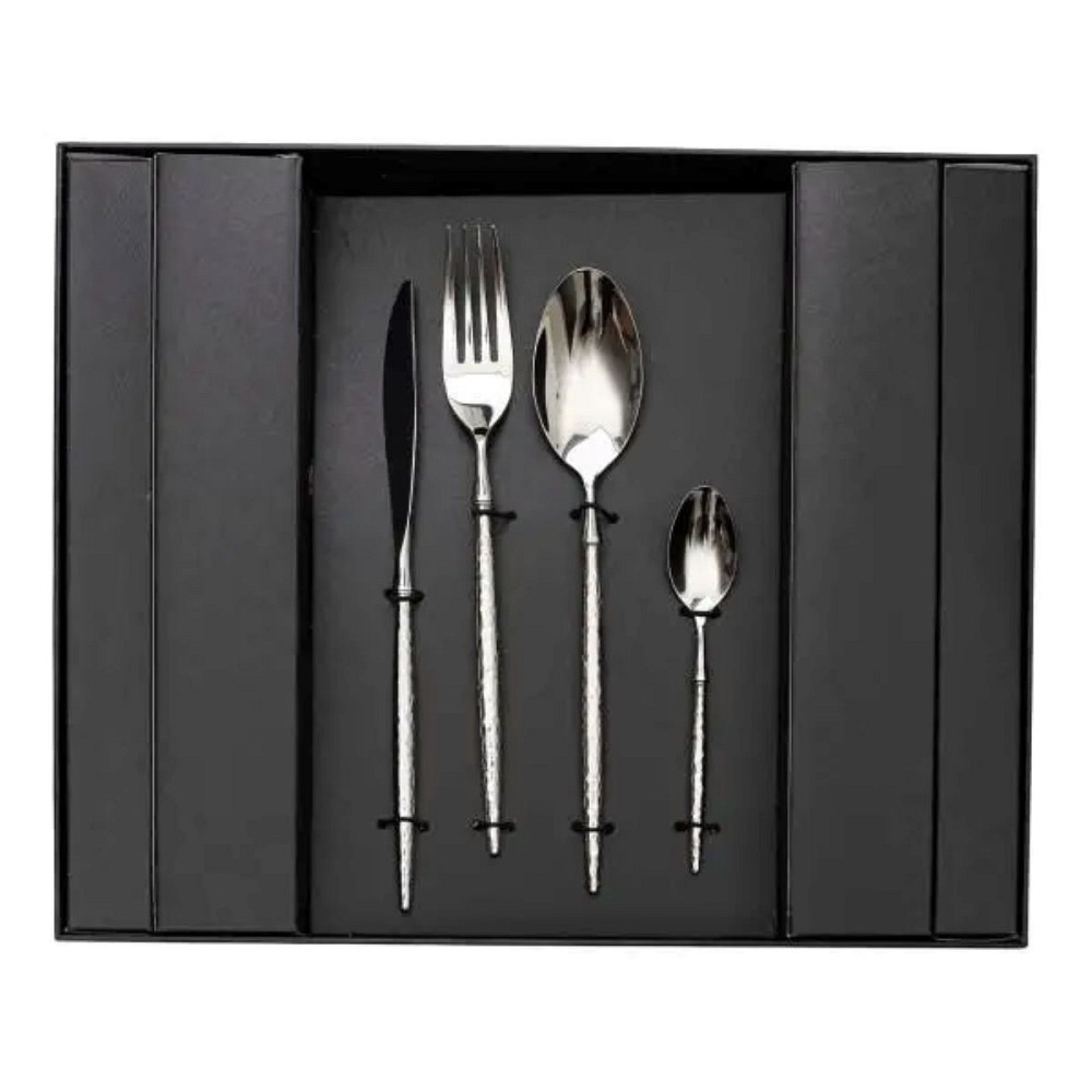 Yiwu Набір столових приборів золото на 6 персон 24 предмети ложки, виделки, ножі Срібло HP-20-1 Киев - изображение 3