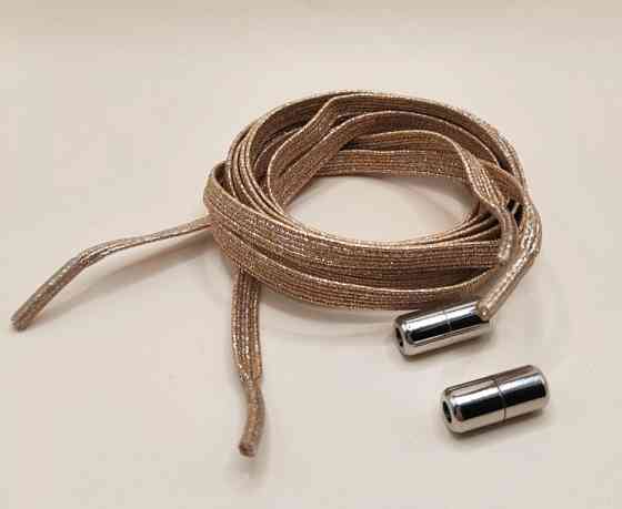 Шнурки эластичные глиттерные с цилиндрической застежкой Рыжий Смела