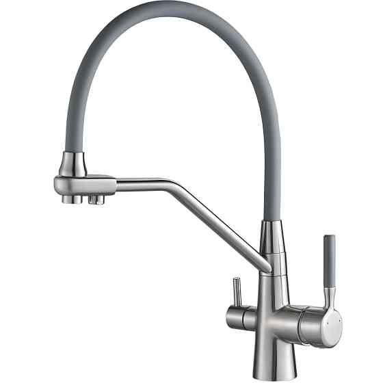 Змішувач для кухні під осмос Globus Lux GLLR-0800-08-02 гофрований  на гайці латунь,Сталь-Сірий Київ