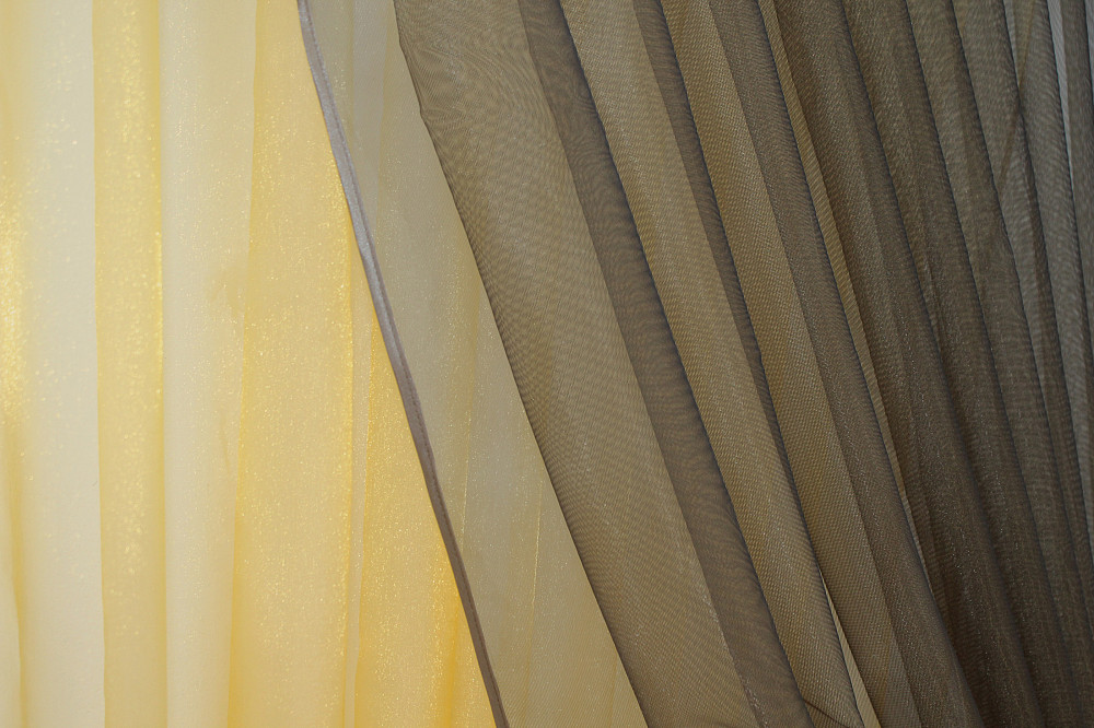 Кухонные шторки VR-Textil № 101к с подвязками золотистый с венге 345х170 см (52-0421) Киев - изображение 6