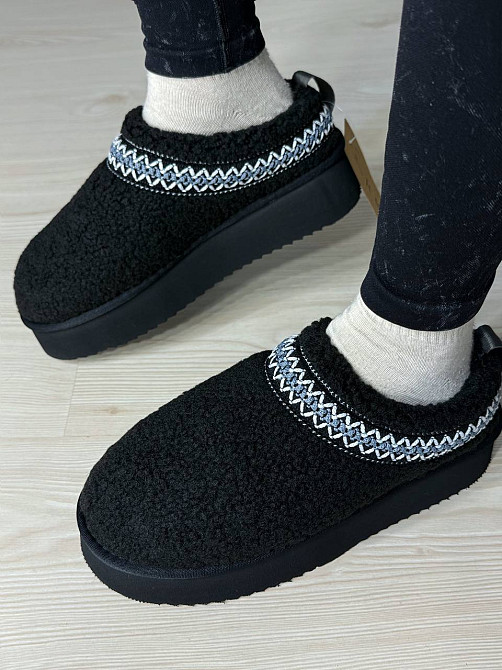 Угги женские Itts 1801-1 тапочки на платформе с мехом тедди черные, 36, 23 см Киев - изображение 4