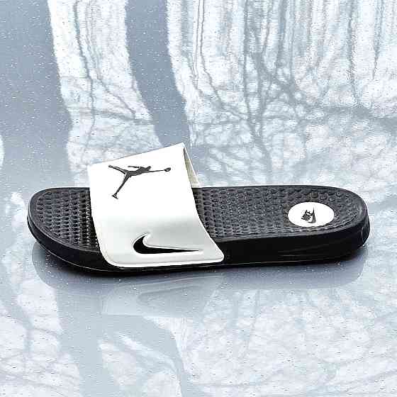 Чёрные Мужские Шлёпанцы Nike Jordan Сланцы Белые Тапочки Найк (размеры: 40) Днепр