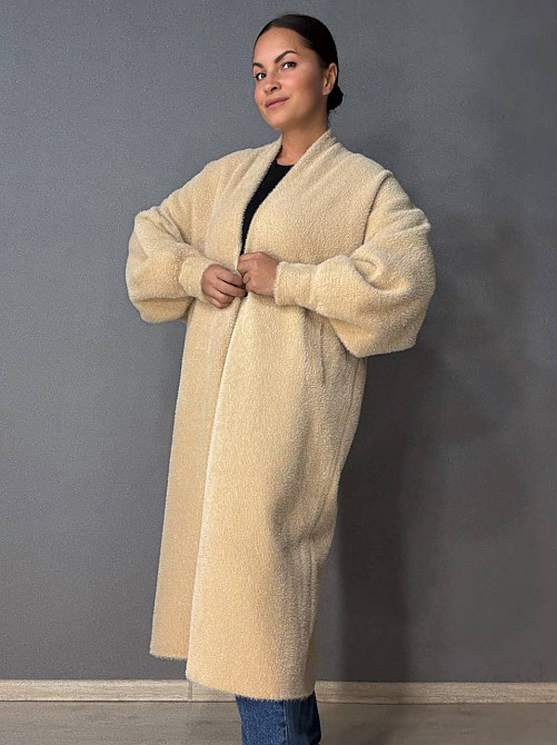 Кардиган жіночий Fancy Matinee 30740 ангора довгий з кишенями, бежевий, one size Київ - фото 6