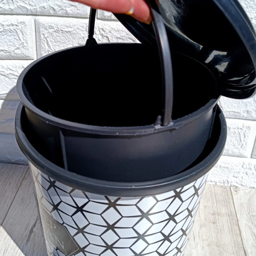 Відро для сміття 11л з педаллю пластик з малюнком біла кава ELIF Житомир - фото 2