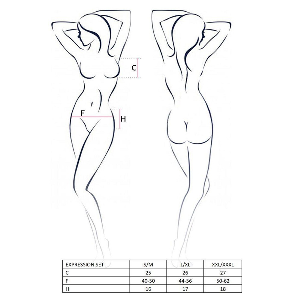 Комплект белья Passion EXPRESSION SET XXL/XXXL, black, лиф сетчатый, юбочка и стринги Sex Aura Киев - изображение 3