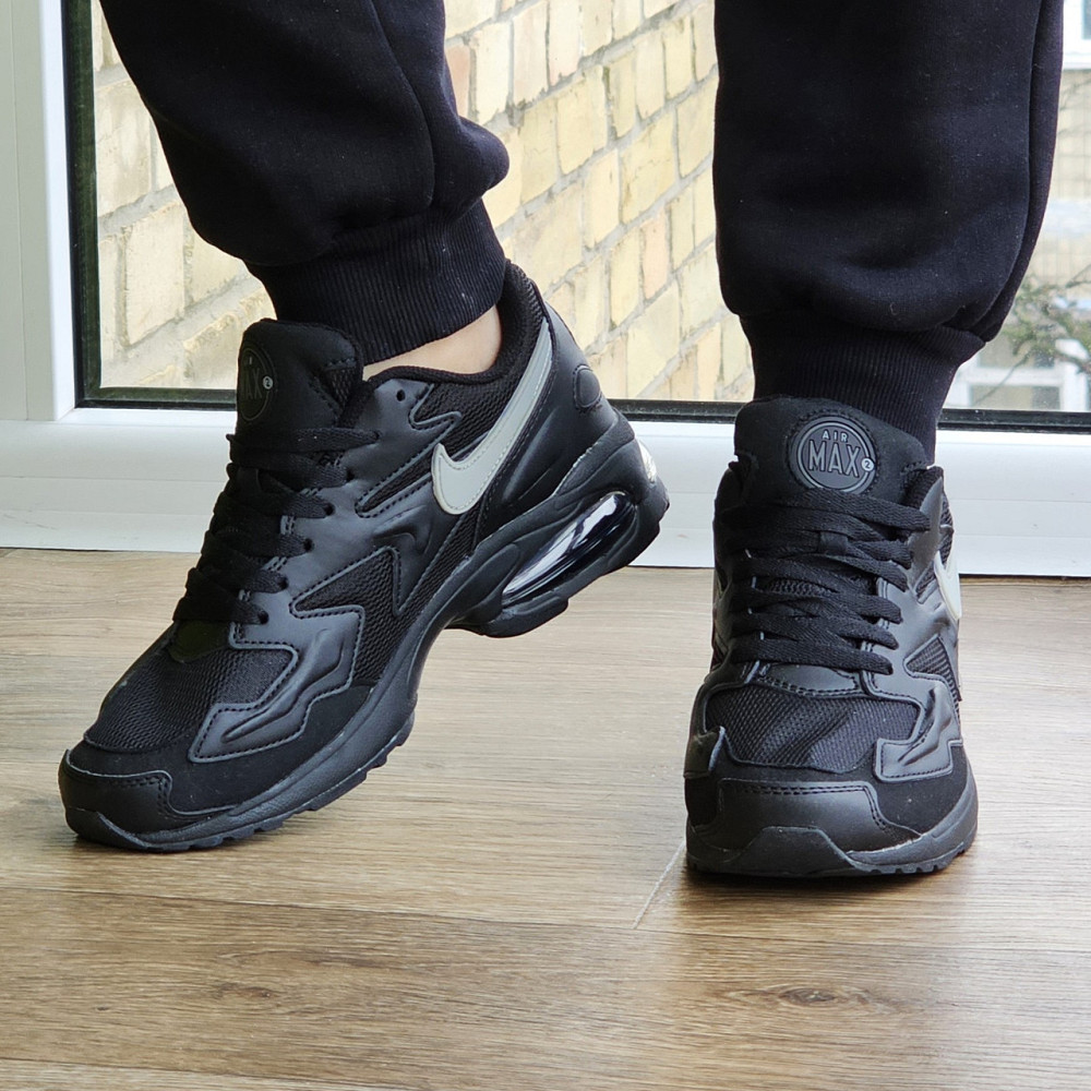 Мужские Чёрные Кроссовки Nike 90 Air Max 2 Кожаные Найк для бега (размеры: 41,42,43,44) Видео Обзор Днепр - изображение 7