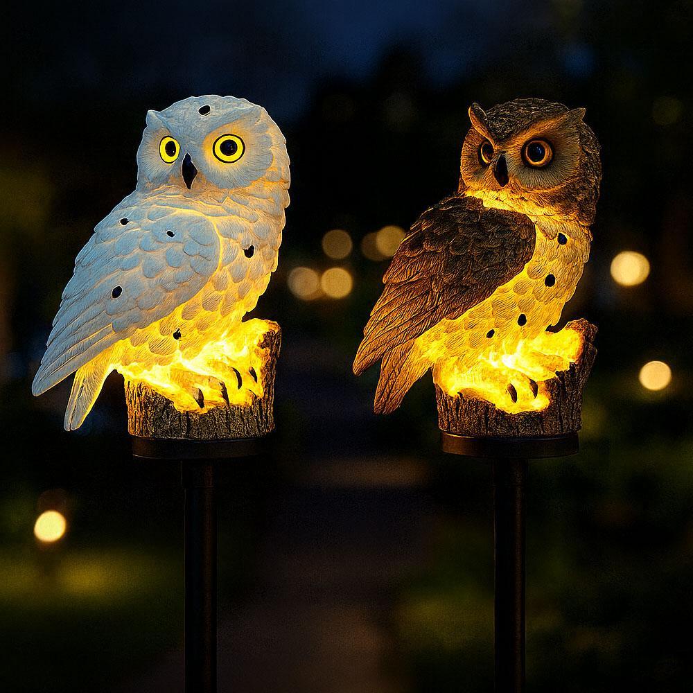 Садовий світильник на сонячній батареї 15,5см, "Сова", Коричневий / Газонний ліхтар / Вуличний ліхтар у вигляді сови Київ - фото 3