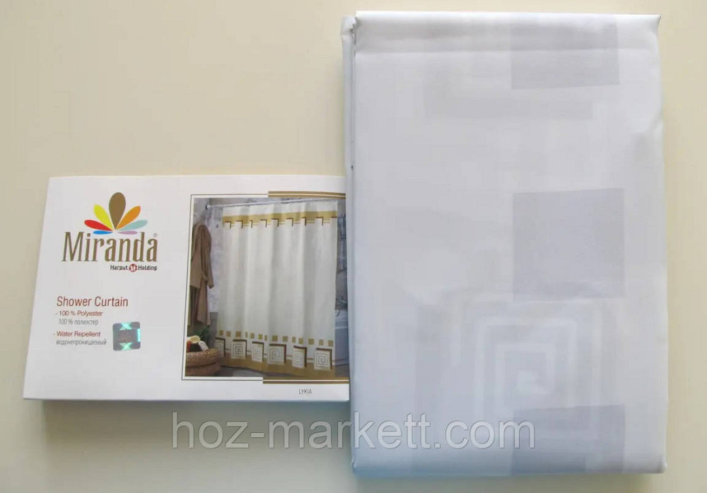 Шторка в ванную тканевая Miranda Lykia 180 х 200 см серая Харьков - изображение 4