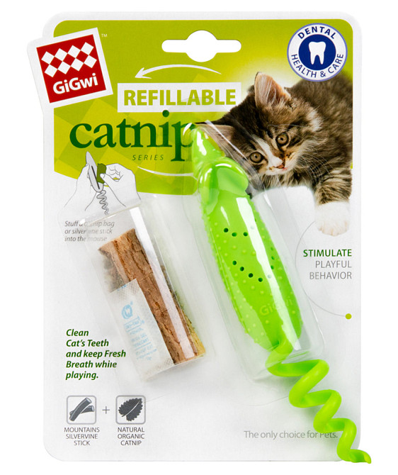 Игрушка для кошек Мышка резиновая GiGwi Refillable Catnip, резина, 16,5 см Киев - изображение 2