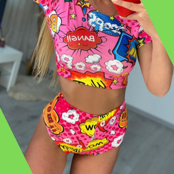 Жіночий костюм комплект пол денс одяг шорти з футболкою топ для pole dance fitness рожевий Одеса
