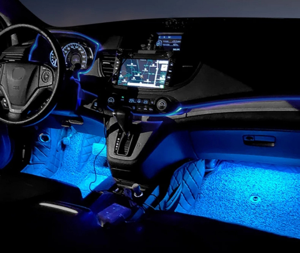 Автомобільна світлодіодна led стрічка протитуманні ходові вогні COB 12v 17 см холодно-синій Київ - фото 2