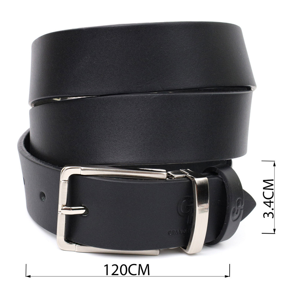 Практичний брючний ремінь для чоловіків з натуральної шкіри GRANDE PELLE 11677 Чорний Київ - фото 3