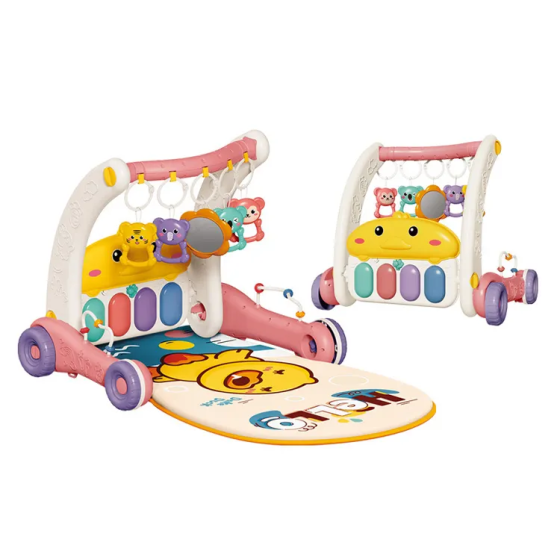 Музыкальный игровой коврик-ходунки 2в1 с пианино, зеркальцем и игрушками, коврик детский, розовый Каменец-Подольский