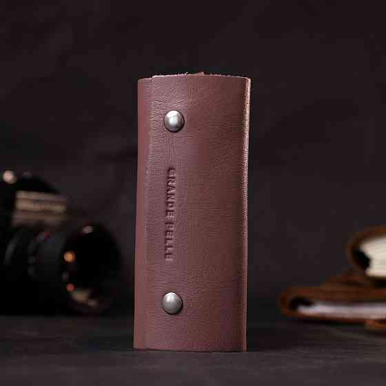 Чарівна жіноча шкіряна ключниця на кнопках GRANDE PELLE 11641 Пудровий Київ