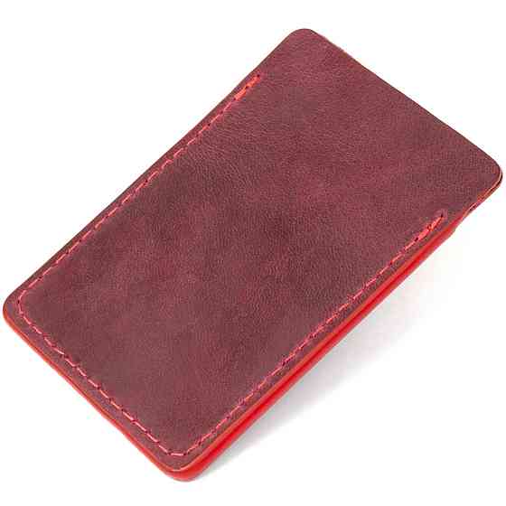 Винтажный кожаный картхолдер Бордовый (GRANDE PELLE) Киев