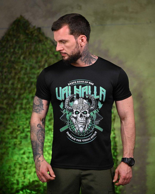 Тактическая потоотводящая футболка Valhalla black ПП7703 Одесса - изображение 1