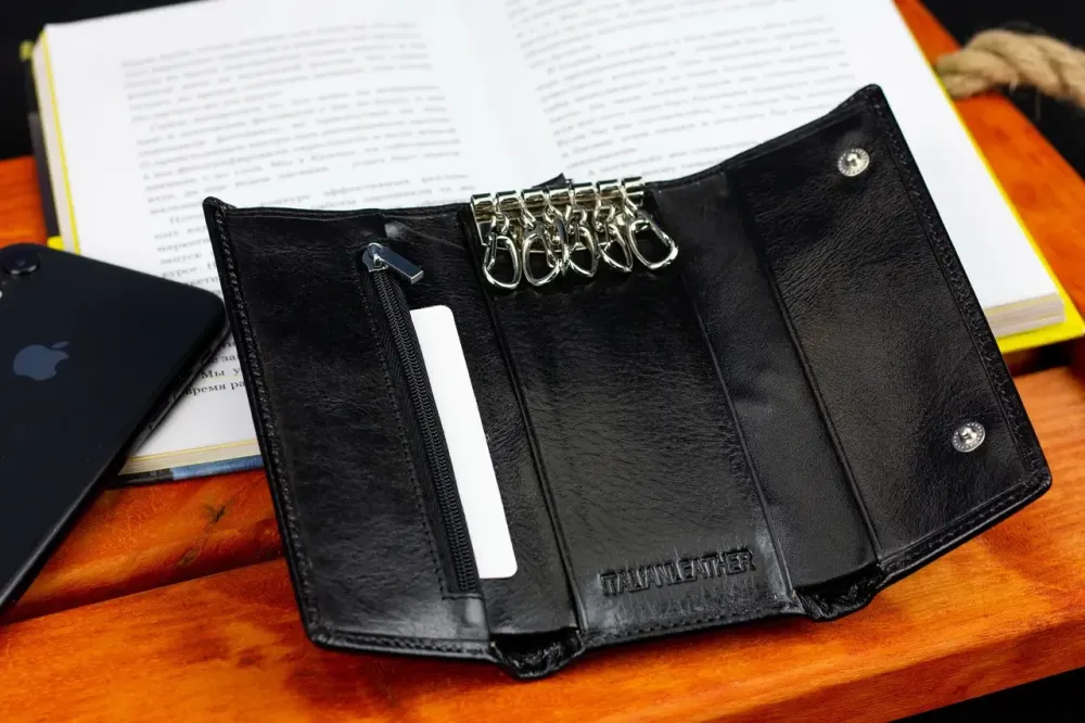 Черная ключница из натуральной кожи с отделением для денег ST Leather B416 Киев - изображение 8