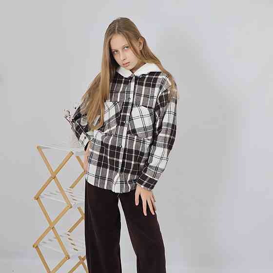 Дитяча тепла сорочка в коричневу карту з капюшоном, для хлопчика, для дівчинки 110 Кам'янець-Подільський