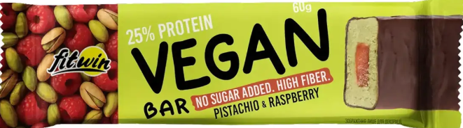 Энергетические батончики Fit Win Vegan Bar 12x60g фисташково-малиновый Киев - изображение 3