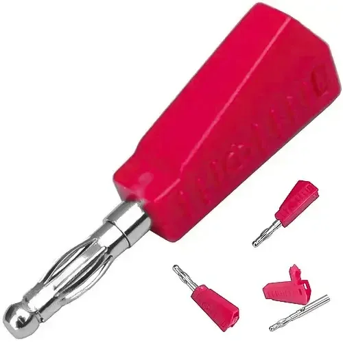 Штекер акустичний Ban 4ммм, квадратний, корпус пластик, червоний Полтава - фото 1