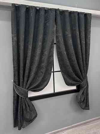 Комплект коротких штор VR-Textil Льон мармур Pavliani ХО № 1262ш Графітовий 130х170 см 2 шт (35-0204) Київ