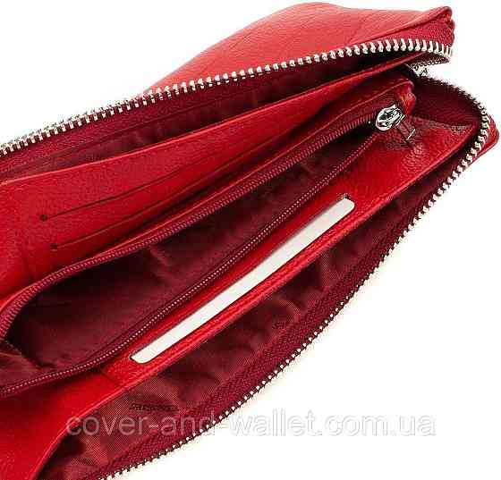 Красный женский кошелек-клатч из натуральной кожи на молнии ST Leather Киев