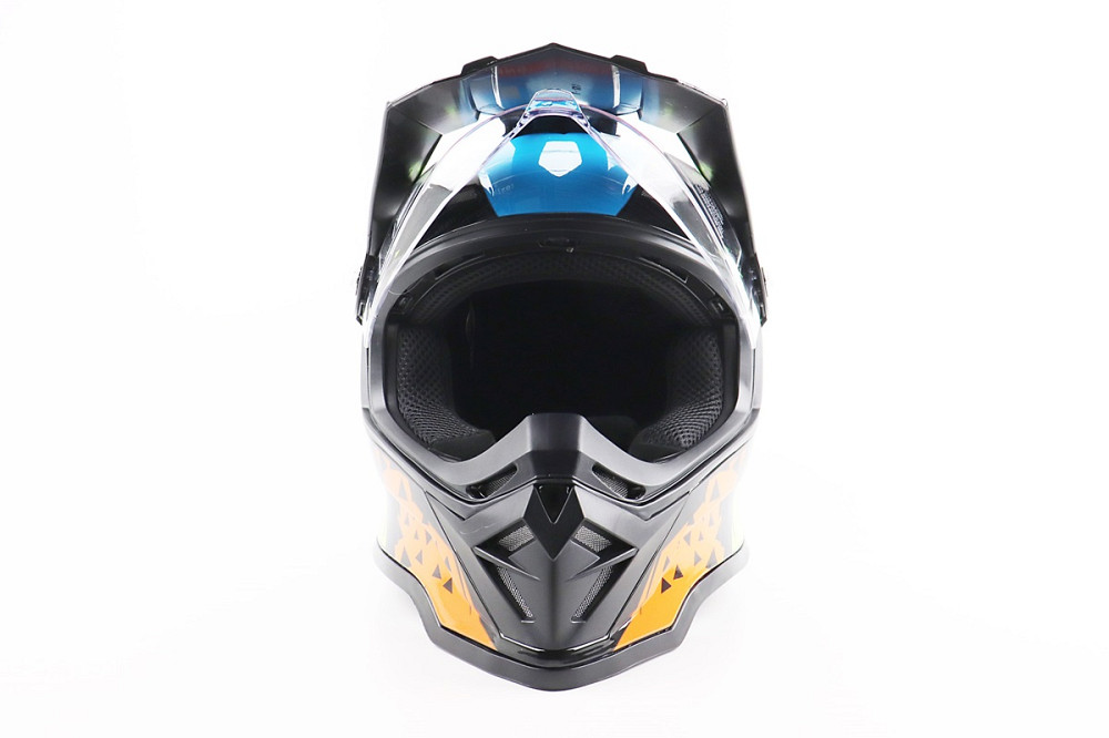 Шолом кросовий/ендуро/АТV зі склом BLD-819-7  S (55-56см), ЧОРНИЙ/ЖОВТО-СИНІЙ Киев - изображение 5