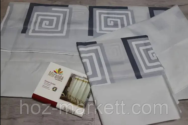 Шторка в ванную тканевая Miranda Lykia 180 х 200 см серая Харьков - изображение 5