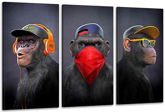 Модульна картина "Три мудрі мавпи" Art-480_3 (53ч100см) Київ