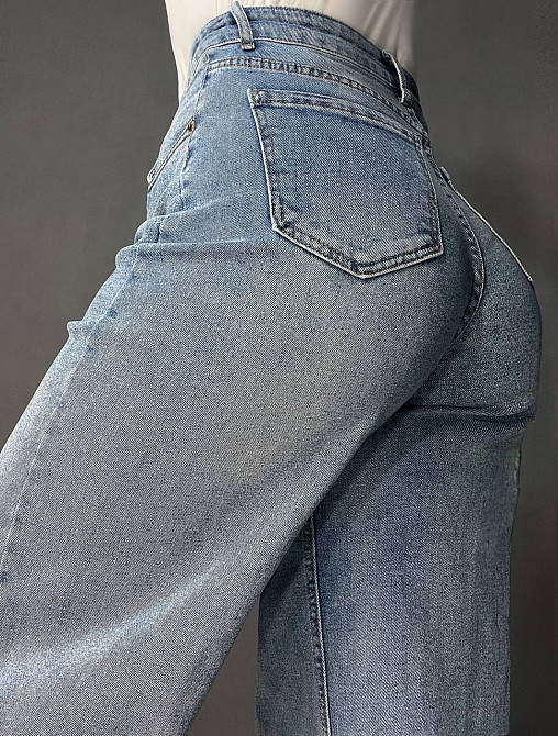 Джинси жіночі Allure 6701 широкі палаццо кльош з високою посадкою сині, синій, 31, 31, 86 см, 117 см Київ - фото 3