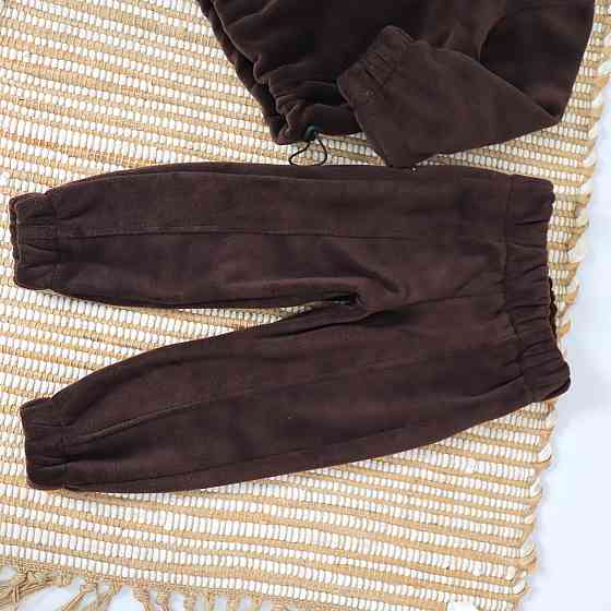 Дитячий теплий флісовий комплект (толстовка + штани) коричневий 104 Кам'янець-Подільський