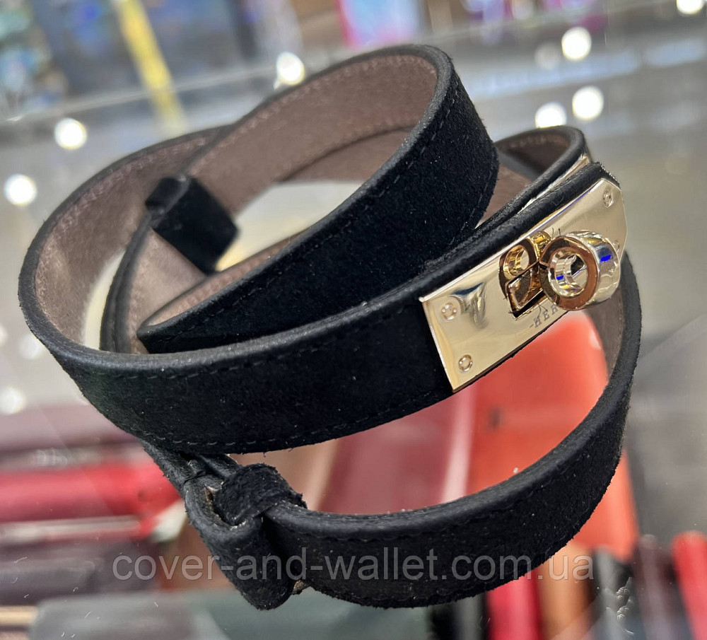 Тонкий жіночий замшевий ремінь чорного кольору з стильною пряжкою Kelly 20 мм Puos Київ - фото 9