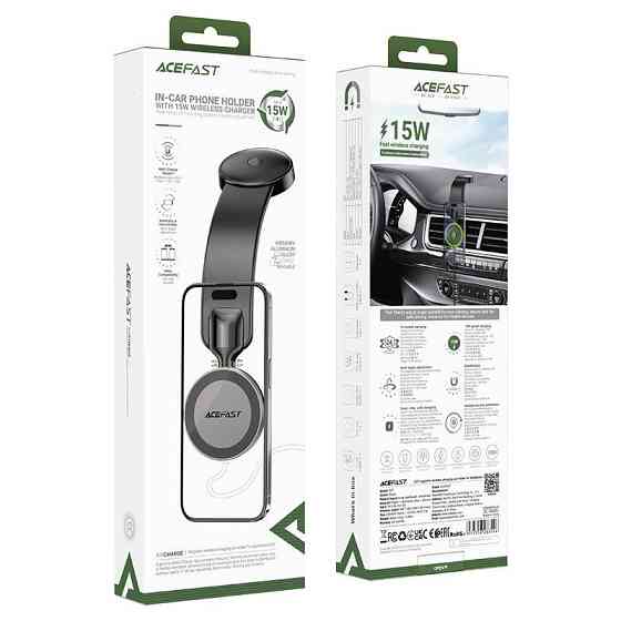 Автомобильный держатель для телефона с БЗП ACEFAST D37 magnetic wireless charging car holder for dashboard Black Одесса