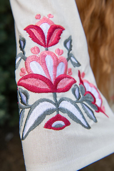 Вышиванка для девочек, льняная молочная Киев - изображение 3