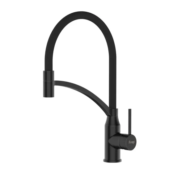 Змішувач для кухні Frap F4552-6 з гнучким виливом, чорний Київ