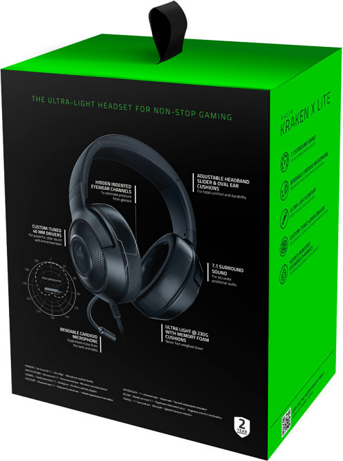 Гарнітура Razer Kraken X Lite Black (RZ04-02950100-R381) Чорний Харьков - изображение 4
