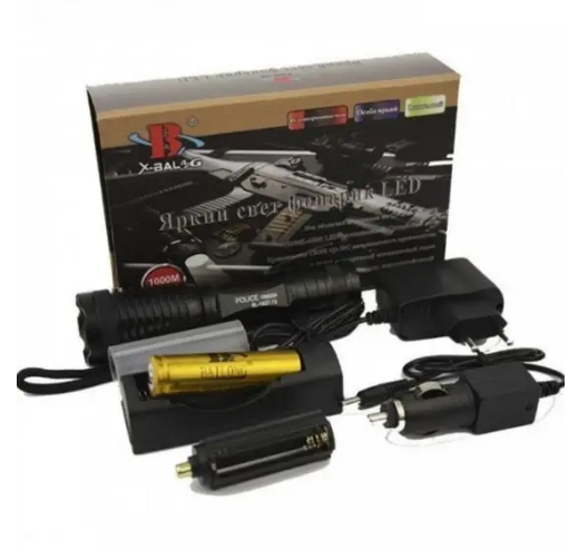 Фонарь Bailong BL-1837-T6, светодиод Cree XM-L T6, 5 режимов, дальность до 800 м, алюминиевый корпус Киев