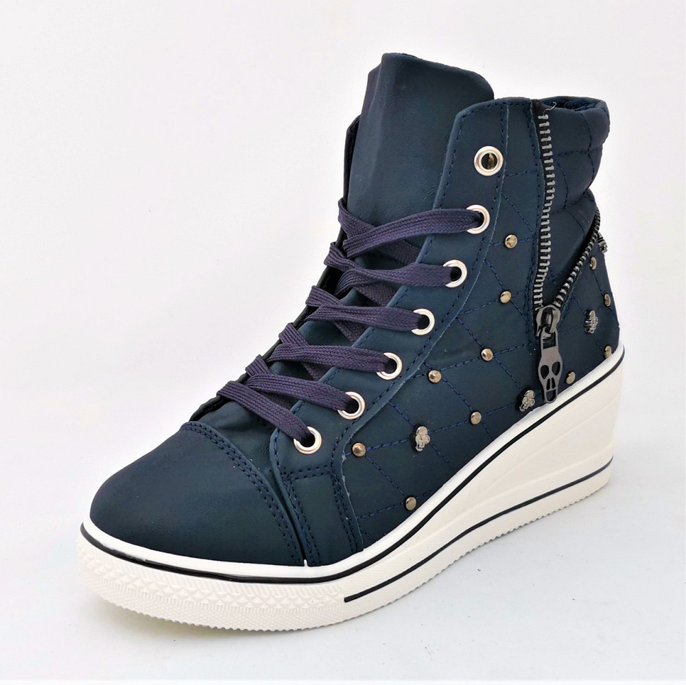 Женские Сникеры Кроссовки на Танкетке Синие Слипоны Мокасины на Платформе (размеры: 37,38,39) Днепр - изображение 9