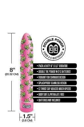 Вибратор нереалистичный с принтом Stoner Vibes Global Novelties, розовый, 20.3 х 3.8 см Sex Aura Киев
