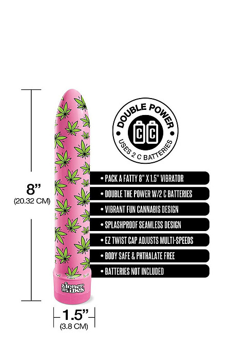 Вибратор нереалистичный с принтом Stoner Vibes Global Novelties, розовый, 20.3 х 3.8 см Sex Aura Киев - изображение 3
