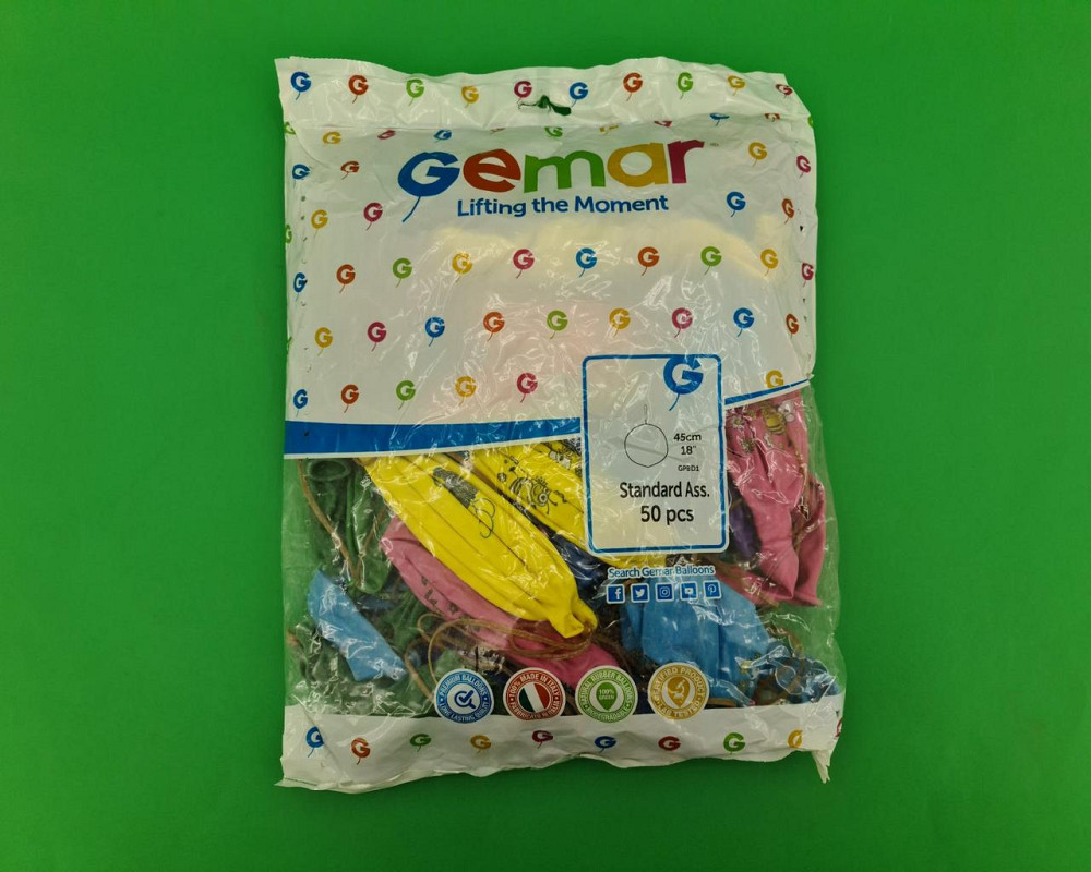 Повітряні кулі Панч-Болл асорті пастель шовкографія 18" (45 см) 100 шт Gemar (1 пач.) Харків - фото 1