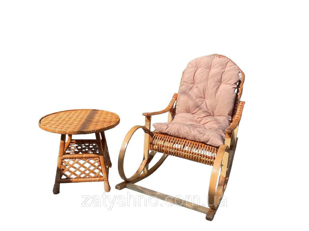 Крісла гойдалки плетені із лози зі столом Київ - фото 2