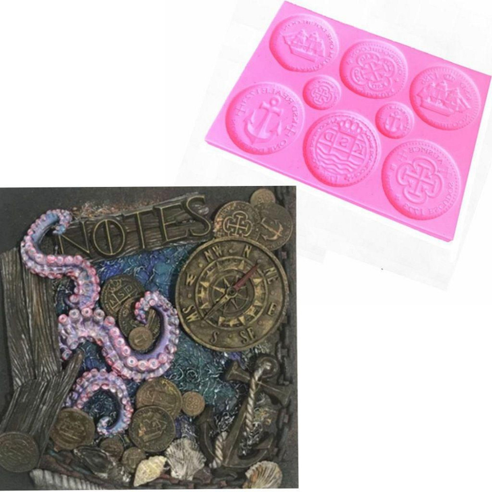 Молд силіконовий Монети 103 на 90 мм рожевий Київ - фото 8